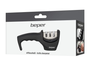 Ascutitor manual de cutite BEPER C107UTT001, ABS, Ascutitor 3 straturi, disc diamantat, tungsten, ceramica, maner ergonomic, baza antiderapanta, negru - Img 6