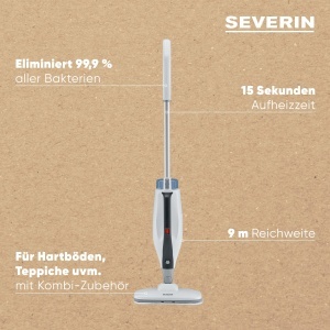 Aspirator cu aburi Severin SC 7145, 2-in-1, 9m cablu, albnegru - Img 9