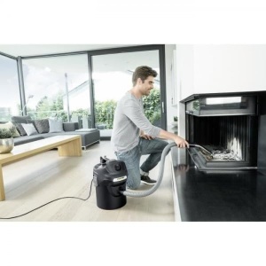 Aspirator de cenusa si aspirator uscat Karcher AD 2 perfect pentru curatarea cosului de fum si curatarea sobelor pe peleti (cu curatare cu filtru, recipient metalic de 14 litri, curatare fara contact cu murdaria), Negru - Img 2