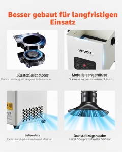 Aspirator de fum VEVOR DX50, 180 mh, 3 filtre, motor fara perii - Img 6