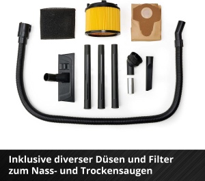 Aspirator fara fir Einhell TC-VC 18/20 Li S-Solo Power X-Change (Li-Ion, 18V, recipient din otel inoxidabil 20 l, racord prin suflare, incl. duze + filtru, fara baterie si incarcator), Negru/Rosu - Img 6