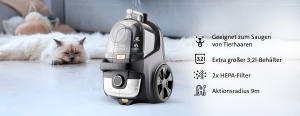 Aspirator fara sac ETA Grande Animal I 850W I 2X Filtru HEPA I 3.2l Volum I Atasament unic DermoPet pentru blana si par de animale de companie I Aspirator de podea - Img 3