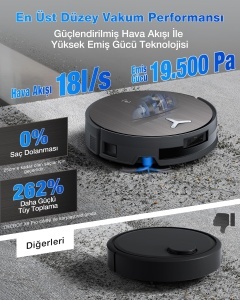 Aspirator robot ECOVACS X11 OMNICYCLONE, 19500 Pa, functie de spalare, negru - Img 5