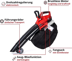 Aspirator suflant Einhell GE-CL 36 Li E-Solo 210 kmh Brushless Motor 45L - Img 3