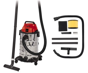 Aspirator umed/uscat Einhell TC-VC 1930 S (1.500 wati, recipient din otel inoxidabil de 30 l, racord de suflare, inclusiv furtun de aspiratie din plastic, duza combinata, duza pentru crapaturi si diverse filtre) - Img 1