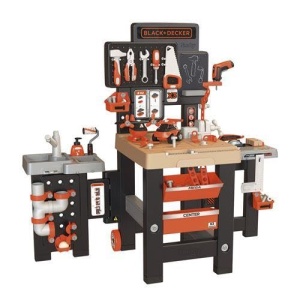 Atelier de lucru Smoby BlackDecker Mega Center XXL cu 100 de piese, 6 unelte, pentru copii de la 3 ani