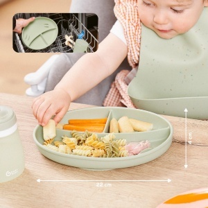 Babymoov Baby Teller Farfurie din silicon cu ventuza 3 compartimente verde - Img 7