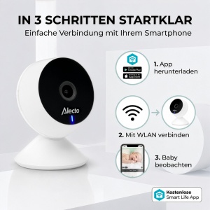 Babyphone Alecto SMARTBABY5 cu camera HD, infrarosu, alb - Img 4