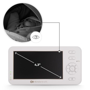 Babyphone Kinderkraft NITEEYE TRAVEL cu camera, monitor 4,3, cablu, VOX, alb - Img 8