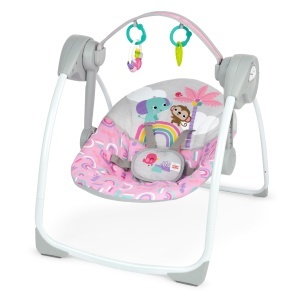 Balansoar pentru bebelusi Bright Starts Pink Paradise, portabil, cu muzica, unisex