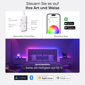 Banda de lumina Nanoleaf Matter Essentials HD, banda LED RGB IC adresabila de 5 M - inteligenta, Matter prin Wi-Fi, Bluetooth, banda LED de 16 milioane de culori, functioneaza cu Alexa Google Apple - Img 7