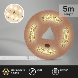 Banda LED Briloner 5m, 150 LED-uri, 4W, Lumina calda - Img 2