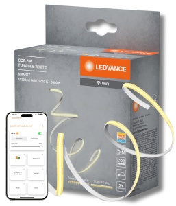 Banda LED decorativa LEDVANCE SMART WIFI COB, 3m, lumina alba reglabila, silicon