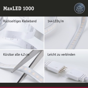 Banda LED Paulmann MaxLED 1000, 2,5m, 29W, Lumina calda, IP44 - Img 4