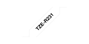 Banda textila Brother TZe-R231, 12mm, Negru pe Alb, 4m