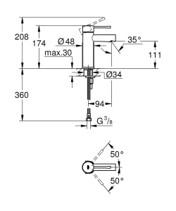 Baterie baie GROHE Essence 34294001 crom economie de apa montare usoara - Img 2
