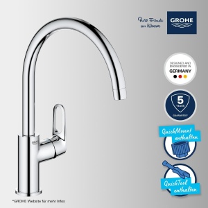 Baterie bucatarie GROHE Start Flow 31555001 crom rotatie 360deg montaj rapid - Img 3