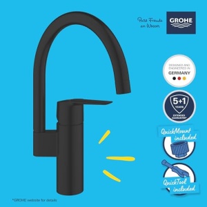 Baterie de bucatarie GROHE Start 304692430 Negru mat Rotire 150deg Montare rapida - Img 2