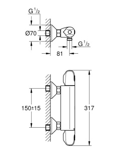 Baterie de dus GROHE Grohtherm 1000, crom, cu limitare temperatura, economisire apa - Img 5