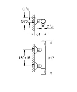 Baterie dus termostatata GROHE Precision Flow 34840000 economisire apa protectie la supraincalzire crom - Img 9