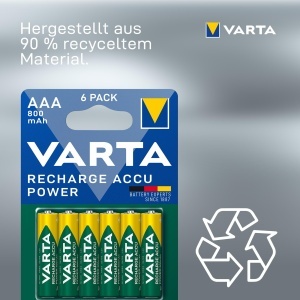 Baterii reincarcabile VARTA AAA, 800 mAh, set 6 bucati, tehnologie Ready To Use - Img 2