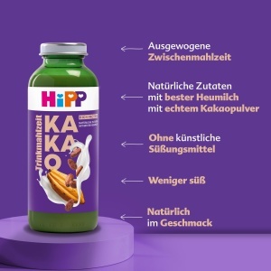 Bautura HiPP Trinkmahlzeit Kakao, 6 x 330 ml, cu Heumilch si 24 vitamine - Img 3