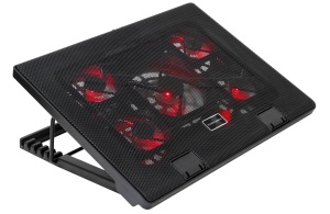 Baza de racire pentru laptopuri de gaming Mars Gaming MNBC2, 17.3 inch, 5 ventilatoare silentioase, LED rosu