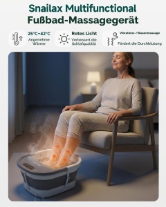 Bazin de picioare Snailax cu incalzire, masaj vibrational si design pliabil - Img 2