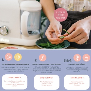 BEABA - Babycook Duo - Aparat de mancare pentru bebelusi 4 in 1 - Abur delicat - Gatire rapida cu abur in 15 minute - XXL Capacitate : 2x200 ml - Alb/Argintiu - Img 3