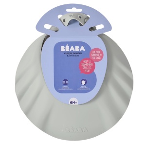 BEABA, Palarie de dus pentru bebelusi, Casca de baie, Circumferinta capului reglabila, 5 pozitii, Protectie pentru ochi si urechi, Silicon moale si flexibil, Gri-verde - Img 8