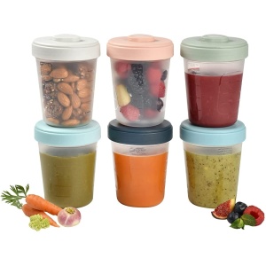 BEABA, set de 6 recipiente de depozitare, clema, recipiente stivuibile, 100% etanse, congelare, lapte matern, 6x250ml
