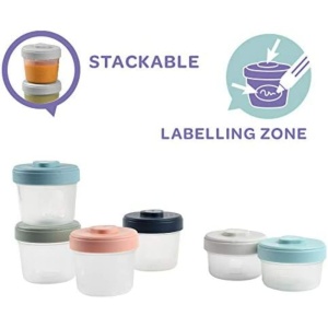 BEABA, Set de 6 recipiente de depozitare, clema, recipiente stivuibile, 100% etanse, congelare, lapte matern, 2 x 90 ml + 4 x 150 ml - Img 2