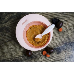 BEABA - Tacamuri ergonomice - 6 linguri si 4 furculite - maner scurt, rotunjit - prietenos cu bebelusii, potrivit pentru dreptaci si stangaci - gri/albastru/roz - Img 2