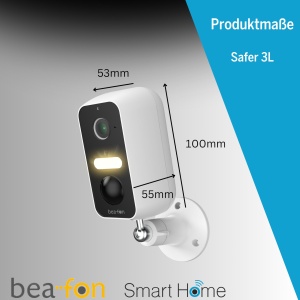 Beafon, Smart Home, Safer 3L, Camera de securitate pivotanta pentru exterior cu lumina LED, Camera Super HD de 3MP, Protectie IP65 impotriva jetului de apa si rezistenta la praf, Alb, Retea 2.4G, WiFi - Img 6