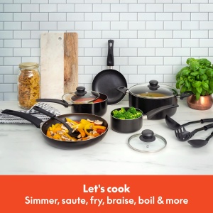 BELLA 17434 Set de ustensile de bucatarie din 12 piese pentru coacere si depozitare, acoperire antiaderenta din aluminiu, negru - Img 3