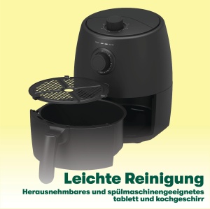 BELLA Air Fryer 1.9L, multicooker compact 5 in 1, acoperire antiaderenta, cos sigur pentru masina de spalat vase, negru mat - Img 3