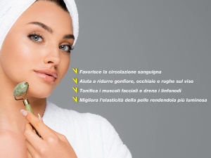 BEPER C301ABE101 Roll and Stone Gua Sha in Jade, Instrument de masaj cu rola de jad si Gua Sha, Masaj facial si corporal, relaxant, distanta si varsta, verde - Img 2