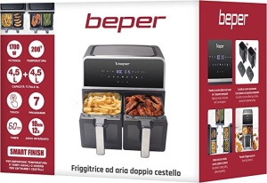 BEPER P101FRI090 Air Fryer cu camera dubla, 9 L (4,5 per cos) - Air Fryer 2 camere cu 7 programe - Img 5