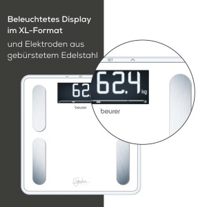 Beurer BF 400 alb Diagnostic Scale Signature Line, analiza precisa a corpului pentru pana la 10 persoane, cu afisaj LCD inversat extra-mare, capacitate de incarcare de pana la 200 kg - Img 5