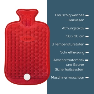 Beurer HK 44 Placa de incalzire, sticla electrica de apa calda, 3 niveluri de temperatura, incalzire rapida, rosu - Img 6