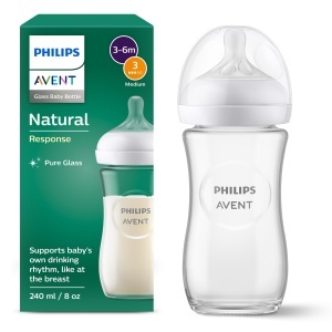 Biberon din sticla Philips AVENT Natural Response - 240 ml, fara BPA, pentru nou-nascuti de la 1 luna (model SCY933/01) - Img 1