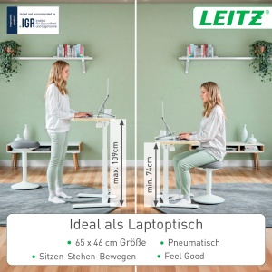 Birou pliabil si reglabil in inaltime Leitz Ergo, 65 x 46 cm, alb - Img 2