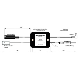 BLAUPUNKT DAB-S-22A, Splitter de antena activ, Distribuitor de difuzare, Impedanta de 50 Ohm, Mufa SMB, Mufa DIN - Img 2