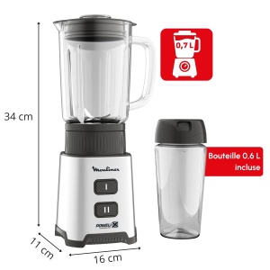 Blender Moulinex Pulseo LM17GD, 400 W, 700 ml, 2 viteze, inox - Img 3