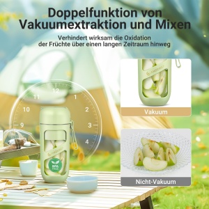 Blender portabil AMZCHEF Smoothie Maker To Go, 380 ml, 10 lame, verde - Img 4
