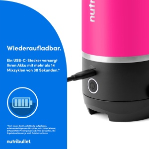 Blender portabil Nutribullet Flip, 590 ml, inox, roz, kabellos, 14 mixuri - Img 7