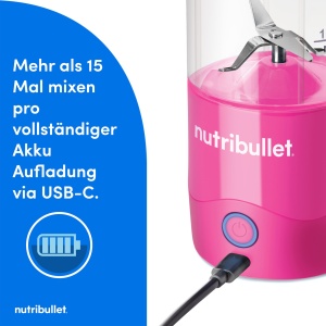 Blender portabil Nutribullet NBP003BP 475 ml reincarcabil USB-C Roz - Img 3