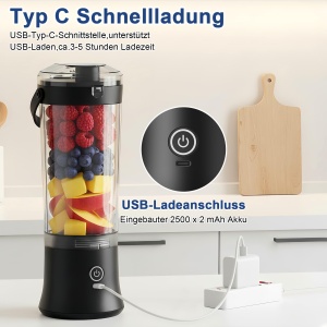 Blender portabil TopEsct, 500 ml, 270 W, negru - Img 5