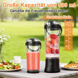 Blender portabil TOPESCT, 500 ml, 270W, 6 lame, negru - Img 2