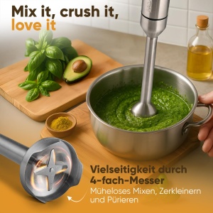 Blender ProfiCook PC SM 1317, 1000W, Mixstab Extra Larg, Inox - Img 4